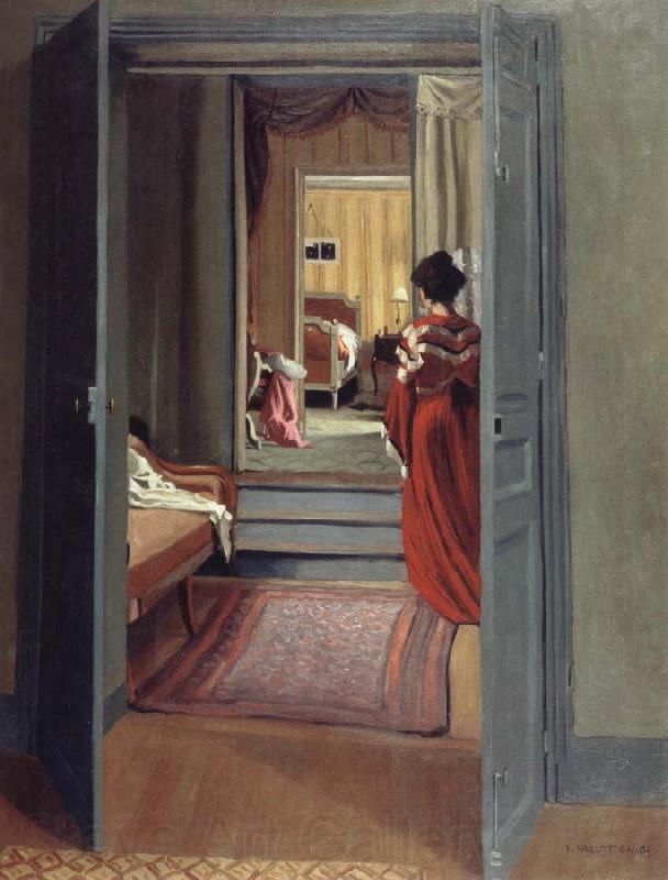 Felix Vallotton Interior with Woman in red France oil painting art